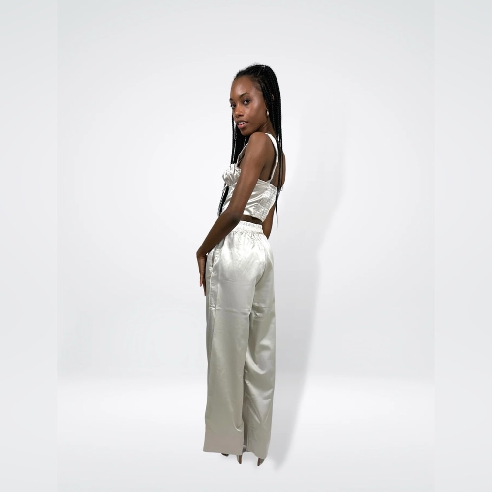 Cream Satin Top & Pants Set - Picture 3 of 7